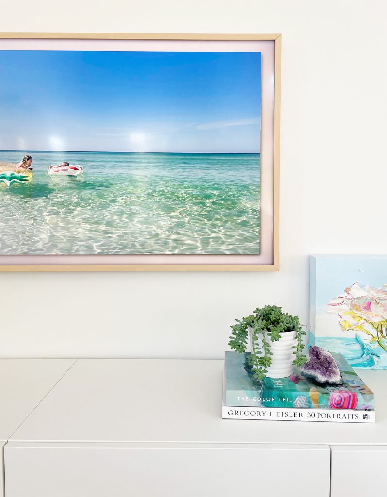 Samsung Frame Smart TV With Beige Bezel And Beachy Decor