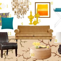 Mood Board Making: A Gold, Tan, Teal, & Yellow Living Room
